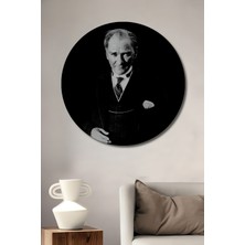 Teona Ahşap Atatürk Ahşap Mdf Dekoratif Ev/işyeri Duvar Tablo Yuvarlak Ev/işyeri Duvar Tablo