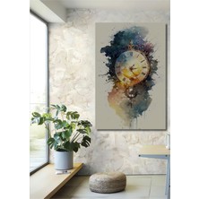 Teona Ahşap Su Renkleriyle Eski Saat Dekoratif Ahşap Mdf Ev/işyeri Duvar Tablo Dikdörtgen Ev/işyeri Duvar Tablo