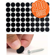 Trend Kulp Yapışkanlı Yapıştırma Vida Tapası Tıpası Siyah Vida Kapatıcı Kapağı (200 Adet)