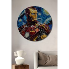 Teona Ahşap Van Gogh Yıldızlı Gece Iron Man Ahşap Mdf Dekoratif Tablo Yuvarlak Tablo