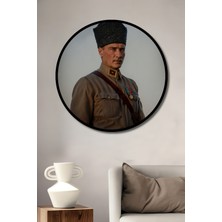 Teona Ahşap Çerçeve Görünümlü Atatürk Ahşap Mdf Dekoratif Ev/işyeri Duvar Tablo Yuvarlak Ev/işyeri Duvar Tablo