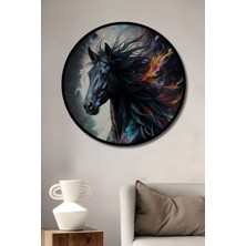 Teona Ahşap Çerçeve Görünümlü Fırtınalı Ruh Dekoratif Ahşap Mdf Ev Duvar Tablo Yuvarlak Ev Duvar Tablo