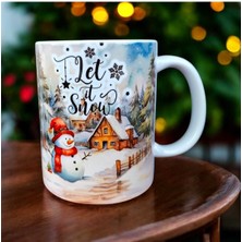 Let It Snow Yılbaşı Tasarım Kupa Bardak-Yılbaşı Hediyelik Kupa Bardak-Ev Ofis Kupası