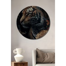 Teona Ahşap Görkemli Kaplan Ahşap Mdf Dekoratif Ev/işyeri Duvar Tablo Yuvarlak Ev/işyeri Duvar Tablo