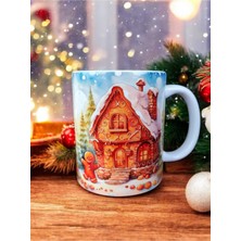 Kurabiye Ev Adam Tasarım Kupa-Gingerbread Yılbaşı Hediyelik Kupa Bardak