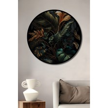 Teona Ahşap Çerçeve Görünümlü Tropikal Renk Cümbüşü Ahşap Mdf Dekoratif Ev Duvar Tablo Yuvarlak Ev Duvar Tablo