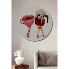Teona Ahşap Kahve ve Çay Dansı Dekoratif Ahşap Mdf Ev/işyeri Duvar Tablo Yuvarlak Ev/işyeri Duvar Tablo