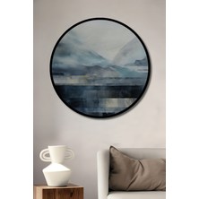 Teona Ahşap Çerçeve Görünümlü Sisli Dağlar Dekoratif Ahşap Mdf Işyeri Duvar Tablo Yuvarlak Işyeri Duvar Tablo