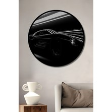 Teona Ahşap Çerçeve Görünümlü Efsanevi Siyah Araba Dekoratif Ahşap Mdf Ev Duvar Tablo Yuvarlak Ev Duvar Tablo