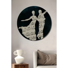 Teona Ahşap Dans Eden Çift Müzik Notaları Ahşap Mdf Dekoratif Tablo Yuvarlak Tablo
