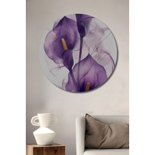 Teona Ahşap Mor Zambak Ahşap Mdf Dekoratif Ev/işyeri Duvar Tablo Yuvarlak Ev/işyeri Duvar Tablo