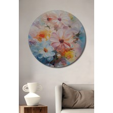 Teona Ahşap Çiçeklerin Renk Cümbüşü Dekoratif Ahşap Mdf Ev/işyeri Duvar Tablo Yuvarlak Ev/işyeri Duvar Tablo
