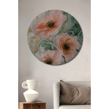 Teona Ahşap Soyut Çiçeklerle Zarif Dekoratif Ahşap Mdf Ev/işyeri Duvar Tablo Yuvarlak Ev/işyeri Duvar Tablo