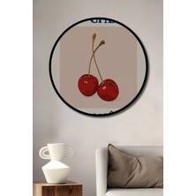 Teona Ahşap Çerçeve Görünümlü Ma Chérie Kirazlı Dekoratif Ahşap Mdf Ev Duvar Tablo Yuvarlak Ev Duvar Tablo