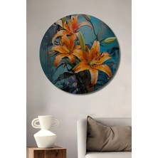 Teona Ahşap Egzotik Zambaklar Dekoratif Ahşap Mdf Ev/işyeri Duvar Tablo Yuvarlak Ev/işyeri Duvar Tablo