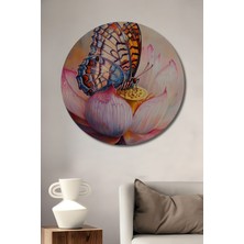 Teona Ahşap Kelebek Çiçeği Dekoratif Ahşap Mdf Ev/işyeri Duvar Tablo Yuvarlak Ev/işyeri Duvar Tablo