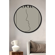 Teona Ahşap Çerçeve Görünümlü Vogue Stil Minimalist Soyut Çizgi Dekoratif Ahşap Mdf Yuvarlak Ev Duvar Tablo