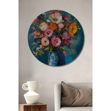 Teona Ahşap Renkli Çiçekler Ahşap Mdf Dekoratif Ev/işyeri Duvar Tablo Yuvarlak Ev/işyeri Duvar Tablo