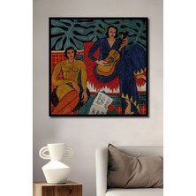 Teona Ahşap Çerçeve Görünümlü Matisse Gitarist ve Oturan Kadın Dekoratif Ahşap Mdf Tablo Dikdörtgen Tablo