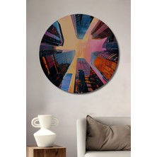 Teona Ahşap Gökyüzüne Uzanan Şehir Ahşap Mdf Dekoratif Ev/işyeri Duvar Tablo Yuvarlak Ev/işyeri Duvar Tablo