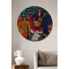 Teona Ahşap Matisse Gitarist ve Oturan Kadın Dekoratif Ahşap Mdf Tablo Yuvarlak Tablo