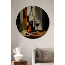 Teona Ahşap Soyut Sanat Şarap Şişesi Dekoratif Ahşap Mdf Ev/işyeri Duvar Tablo Yuvarlak Ev/işyeri Duvar Tablo