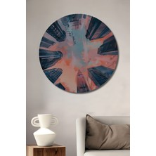 Teona Ahşap Gökyüzüne Yükselen Modern Şehir Ahşap Mdf Dekoratif Tablo Yuvarlak Tablo