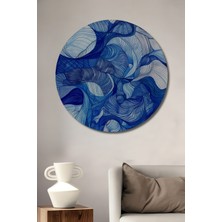 Teona Ahşap Dalgalı Mavi Soyut Ahşap Mdf Dekoratif Ev/işyeri Duvar Tablo Yuvarlak Ev/işyeri Duvar Tablo