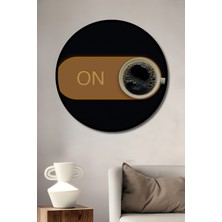 Teona Ahşap Çerçeve Görünümlü Kahve Enerjisi Ahşap Mdf Dekoratif Ev Duvar Tablo Yuvarlak Ev Duvar Tablo