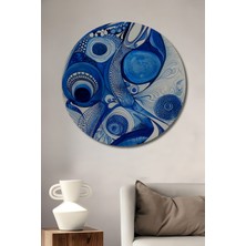 Teona Ahşap Soyut Mavi Dalgalar Dekoratif Ahşap Mdf Ev/işyeri Duvar Tablo Yuvarlak Ev/işyeri Duvar Tablo