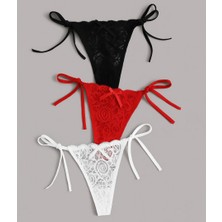 Çamaşır Kenti Büyük Beden Kadın 3'lü Dantelli Yandan Bağlamalı Seksi Tanga CK270054