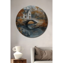 Teona Ahşap Sonbahar Manzarası Dekoratif Ahşap Mdf Ev/işyeri Duvar Tablo Yuvarlak Ev/işyeri Duvar Tablo