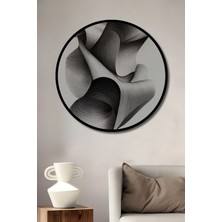 Teona Ahşap Çerçeve Görünümlü Soyut Sanat Ahşap Mdf Dekoratif Işyeri Duvar Tablo Yuvarlak Işyeri Duvar Tablo