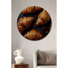 Teona Ahşap Lezzetli Kruvasan Ziyafeti Ahşap Mdf Dekoratif Ev/işyeri Duvar Tablo Yuvarlak Ev/işyeri Duvar Tablo