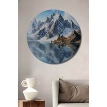 Teona Ahşap Büyüleyici Dağ Manzarası Dekoratif Ahşap Mdf Ev/işyeri Duvar Tablo Yuvarlak Ev/işyeri Duvar Tablo