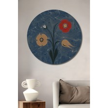 Teona Ahşap Ebru Sanatı Çiçek Motifli Dekoratif Ahşap Mdf Ev/işyeri Duvar Tablo Yuvarlak Ev/işyeri Duvar Tablo