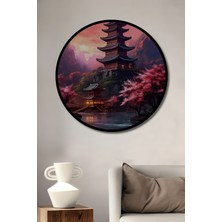 Teona Ahşap Çerçeve Görünümlü Büyülü Uzakdoğu Dekoratif Ahşap Mdf Ev Duvar Tablo Yuvarlak Ev Duvar Tablo