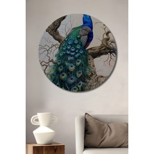 Teona Ahşap Gururlu Tavus Kuşu Ahşap Mdf Dekoratif Ev/işyeri Duvar Tablo Yuvarlak Ev/işyeri Duvar Tablo