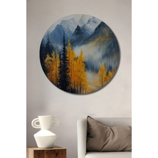 Teona Ahşap Dağ Manzarası Sonbahar Ahşap Mdf Dekoratif Ev/işyeri Duvar Tablo Yuvarlak Ev/işyeri Duvar Tablo