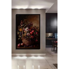 Teona Ahşap Çerçeve Görünümlü Meyve Sepeti Ahşap Mdf Dekoratif Ev Duvar Tablo Dikdörtgen Ev Duvar Tablo