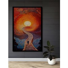 Teona Ahşap Çerçeve Görünümlü Gızemlı Yolculuk Ahşap Mdf Dekoratif Ev Duvar Tablo Dikdörtgen Ev Duvar Tablo