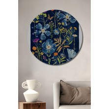 Teona Ahşap Renkli Çiçek Desenli Dekoratif Ahşap Mdf Ev/işyeri Duvar Tablo Yuvarlak Ev/işyeri Duvar Tablo