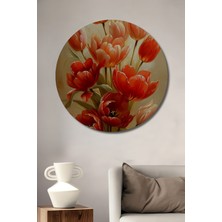 Teona Ahşap Zarif Laleler Ahşap Mdf Dekoratif Ev/işyeri Duvar Tablo Yuvarlak Ev/işyeri Duvar Tablo