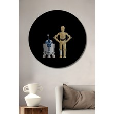 Teona Ahşap Star Wars R2D2 ve C3PO Ahşap Mdf Dekoratif Ev/işyeri Duvar Tablo Yuvarlak Ev/işyeri Duvar Tablo