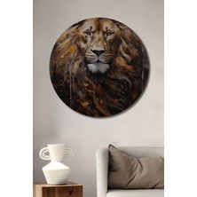 Teona Ahşap Aslan Asaleti Dekoratif Ahşap Mdf Ev/işyeri Duvar Tablo Yuvarlak Ev/işyeri Duvar Tablo