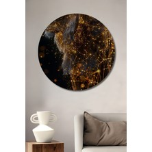 Teona Ahşap Altın Aslan Dekoratif Ahşap Mdf Ev/işyeri Duvar Tablo Yuvarlak Ev/işyeri Duvar Tablo