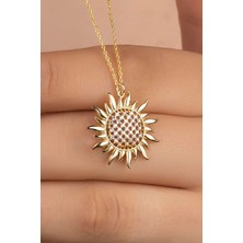 Famira 925 Ayar Gümüş Gold Güneş Kolye