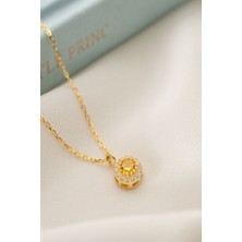 Famira 925 Ayar Gümüş Kasım Ayı Doğum Taşı ( Citrine ) Kolye