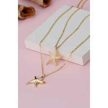 Famira 925 Ayar Gümüş Çiftli Deniz Yıldız Kolye