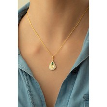 Famira 925 Ayar Gold Zirkon Taşlı Tuğralı Gümüş Kolye